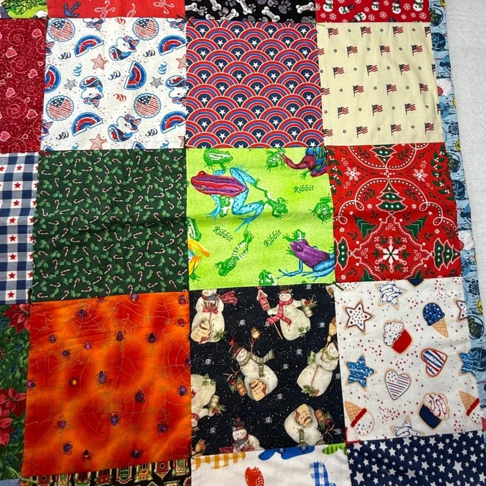 Handmade‎ Patchwork Quilt Throw Blanket halloween Dogs Money Christmas